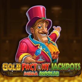 Gold Factory Jackpots Mega Moolah slot logo by Aurum Signature Studios at Winnita casino
